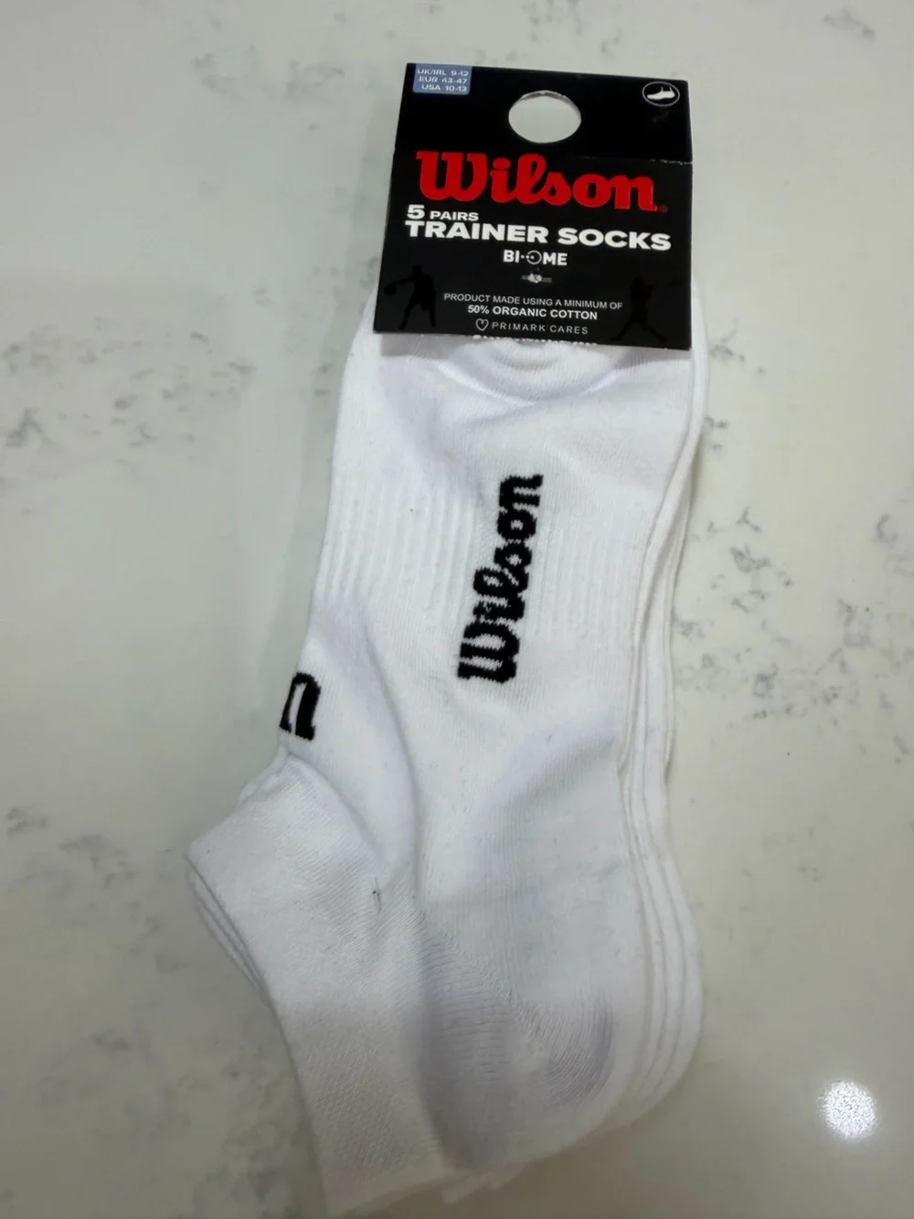 Wilson White Athletic Trainer Socks with Black Logo - 5 Pack